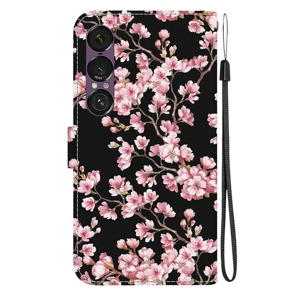 Sony Xperia 1 VII Konstläder Plånboksfodral Pattern Printing - Blossom Lila