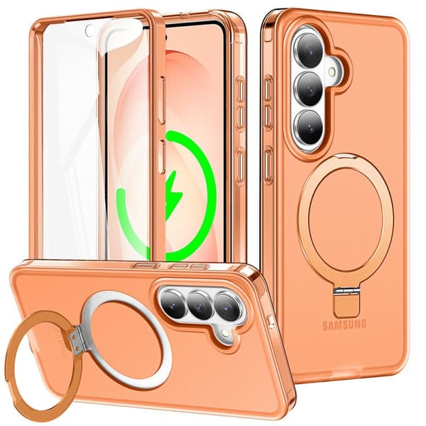 Mobilskal för Samsung Galaxy S26 Plus Magnetiskt Kickstand TPU + PC - Orange