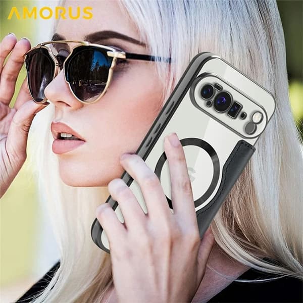 AMORUS Google Pixel 10 Pro XL Plånboksfodral Magsafe RFID-Skydd - Svart Svart