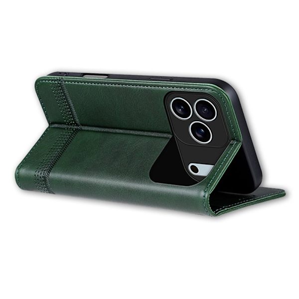AZNS iPhone 17 Pro Plånboksfodral Konstläder - Grön