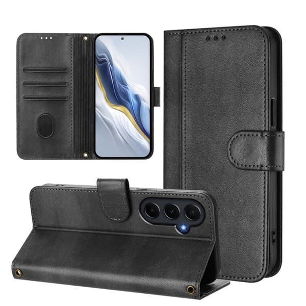 Samsung Galaxy A55 5G Plånboksfodral Retro Textur Konstläder - Svart