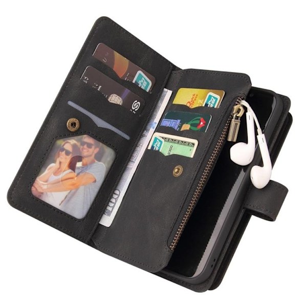 iPhone 14 Pro Max Plånboksfodral KT Zipper - Svart Svart