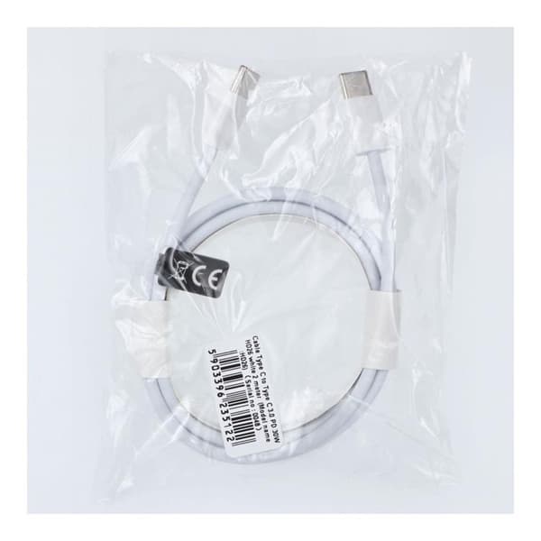USB-C til USB-C kabel 2m 30W HD26- Hvid Vit