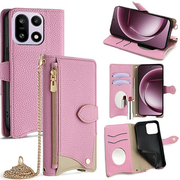 OnePlus 15 5G Plånboksfodral Irregular Tail Style Konstläder Rosa