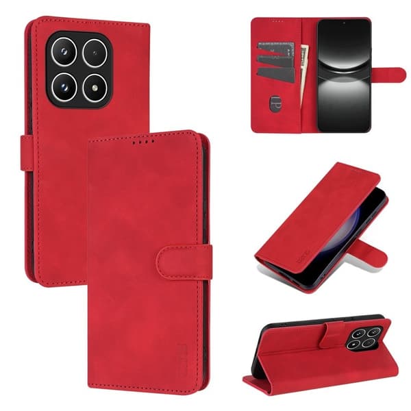 AZNS Xiaomi 17 Plånboksfodral Konstläder - Röd