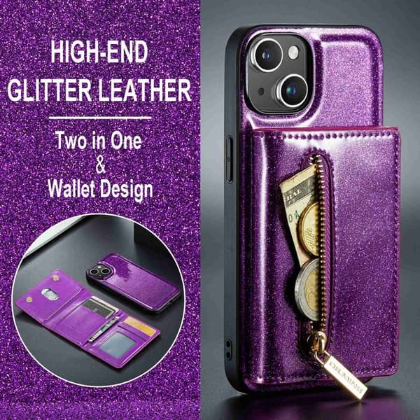 DG.MING M3 Series Mobilskal till iPhone 14 Plus 2-i-1 Glittrig Lila