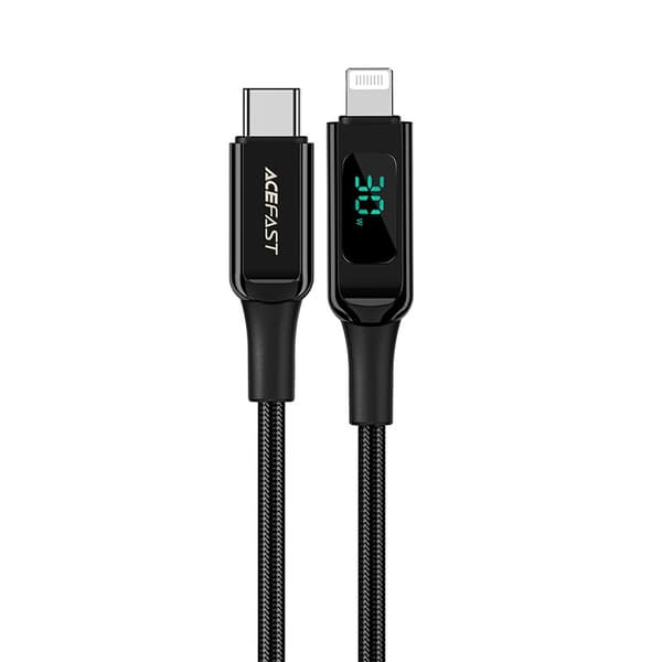 Acefast MFI USB-C till Lightning-kabel 30W 1,2m - Svart Black