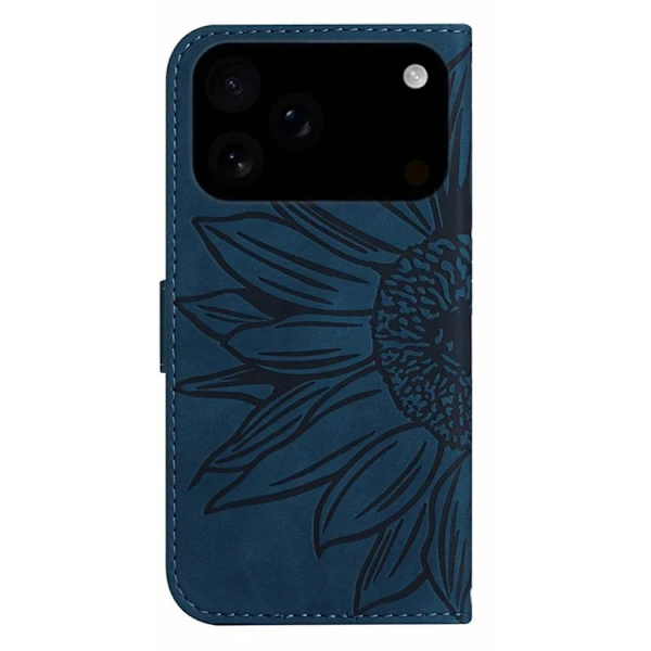 iPhone 17 Pro Max Konstläder Plånboksfodral Sunflower Imprint - Blå Blå
