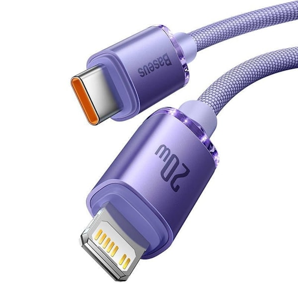 BASEUS USB-C till Lightning kabel 8-pin PD20W 1.2m lila