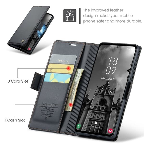 CASEME Plånboksfodral Konstläder för Samsung Galaxy A55 5G - Svart