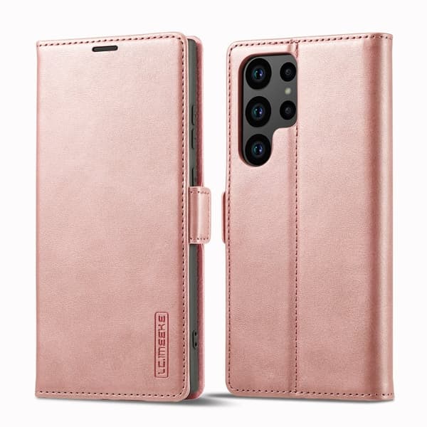 LC.IMEEKE Samsung Galaxy S24 Ultra Plånboksfodral Konstläder - Roséguld