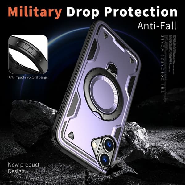 Mobilskal till iPhone 16 Militärskydd Plast Kickstand - Lila