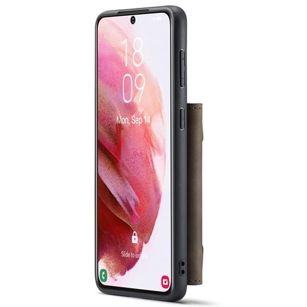 DG.MING Konstläder Plånboksfodral för Samsung Galaxy S22+ 5G - Brun