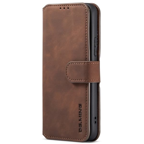 DG.MING Plånboksfodral Konstläder för Samsung Galaxy S22+ 5G - Brun