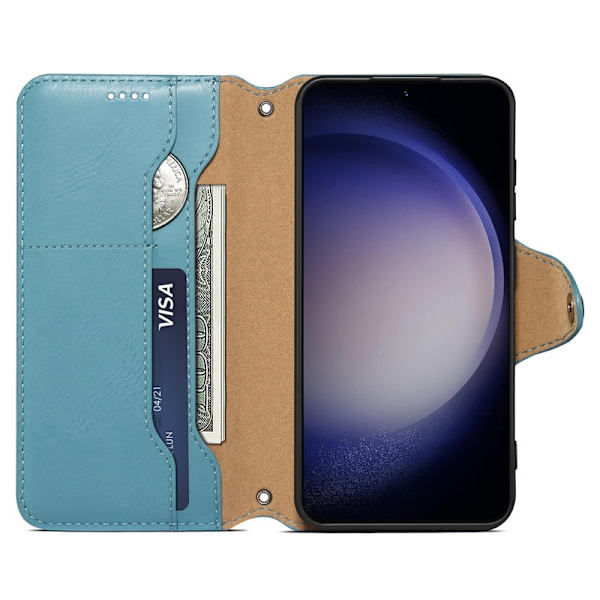 DENIOR Samsung Galaxy S24 Plus Plånboksfodral Konstläder Blå