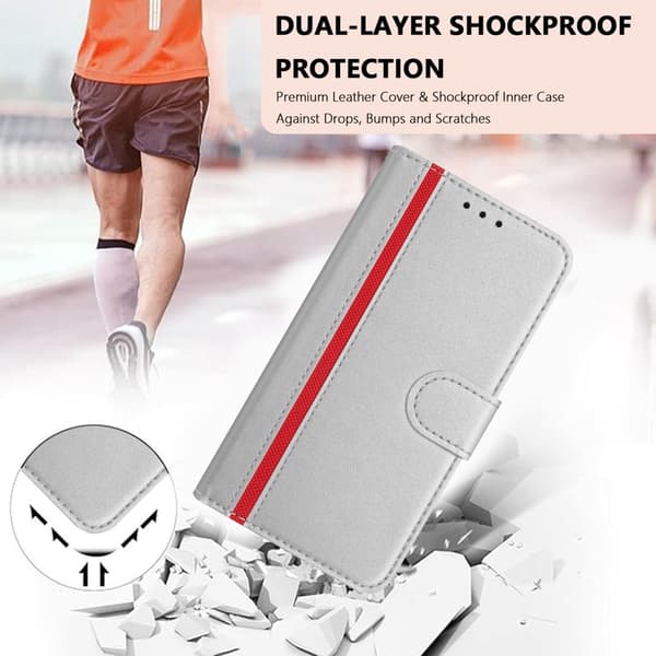 Plånboksfodral för Samsung Galaxy S26 Magnetiskt Konstläder - Silver