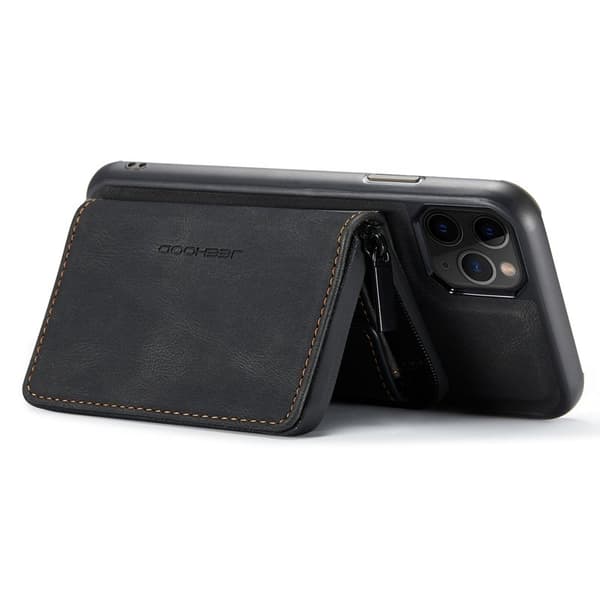 JEEHOOD Mobilskal till iPhone 11 Pro Max Konstläder TPU Svart