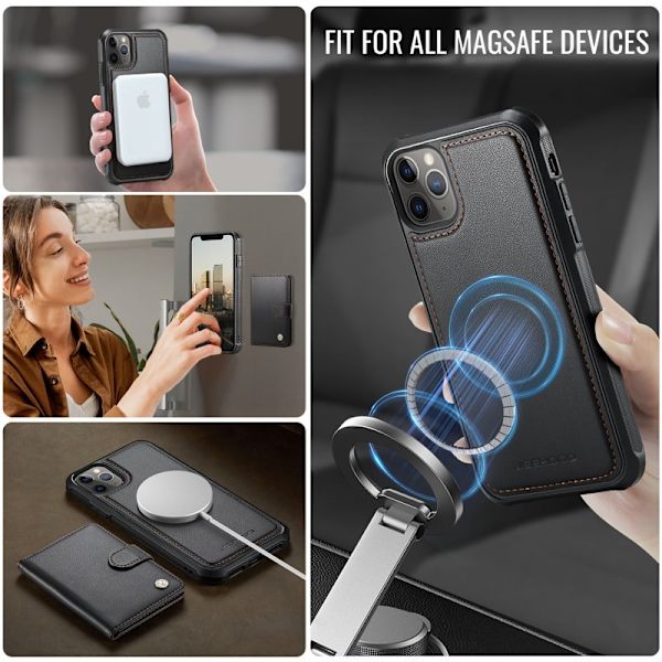 JEEHOOD J09 Mobilskal till iPhone 11 Pro Max RFID Läder Svart
