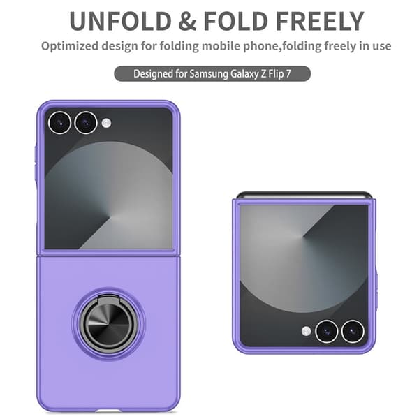 Mobilskal till Galaxy Z Flip 7 Rotatable Ring Kickstand - Lila Lila