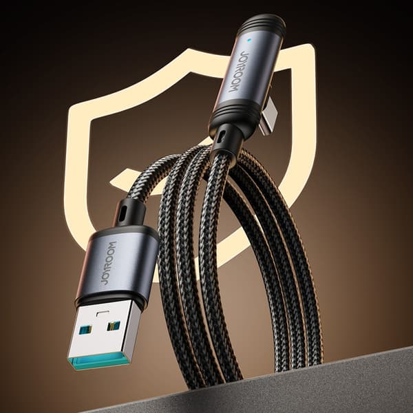 Joyroom USB-A - USB-C 3A Kabel 1.2m Series 90° - Svart Svart