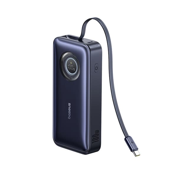 Baseus Powerbank 20000mAh 100W med Retractable USB-C Kabel - Svart Svart