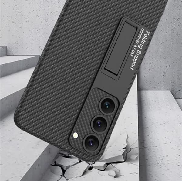 GKK Galaxy S23 Mobilskal Kickstand PU-Læder - Sort Black