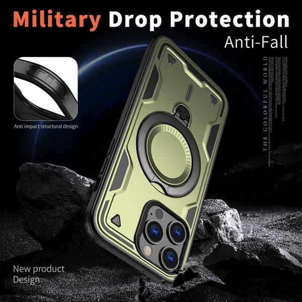 Mobilskal till iPhone 14 Pro Max Plast Militärt Skydd - Olivgrön