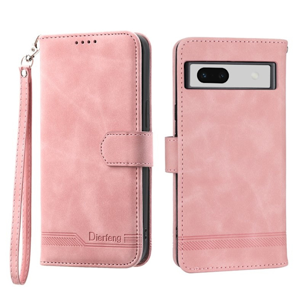 DIERFENG DF-03 Plånboksfodral för Google Pixel 7a - Konstläder - Rosa