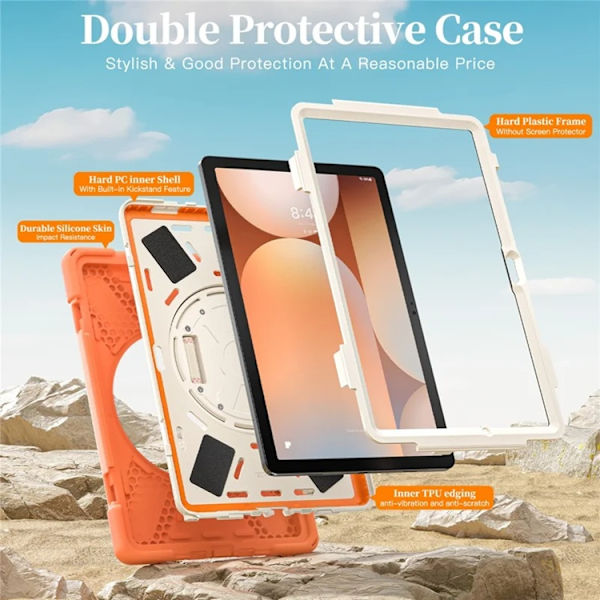 Mobilskal till Galaxy Tab A11 Plus Kickstand Silikon Axelrem Orange