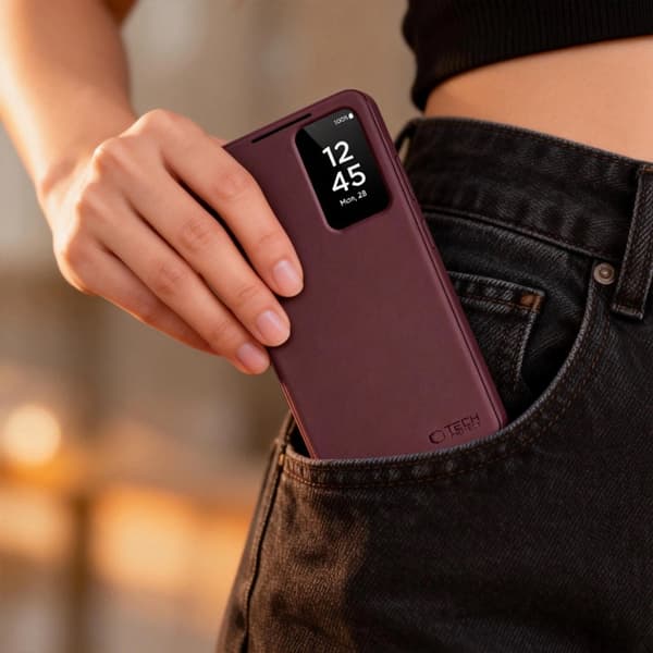 Tech-Protect Plånboksfodral För Galaxy S26 Smart - Mulberry Vinröd
