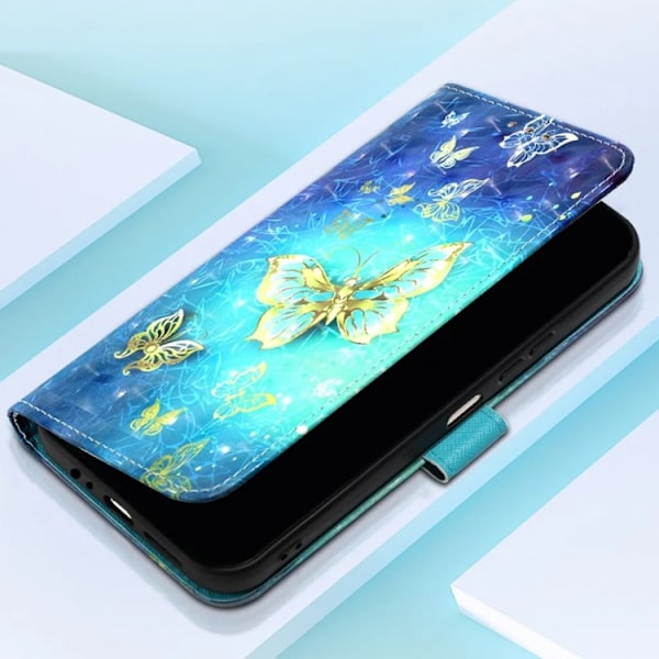 Galaxy A14 5G/4G Plånboksfodral Mönster - Gyllene Fjärilar