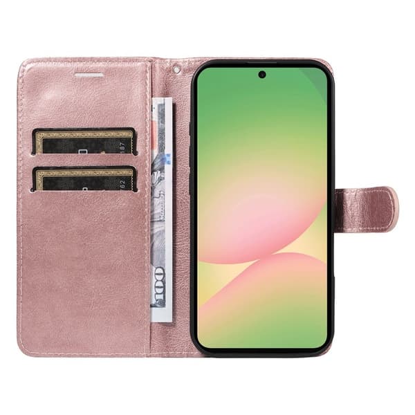 Samsung Galaxy A57 Plånboksfodral Konstläder Med Rem - Roséguld