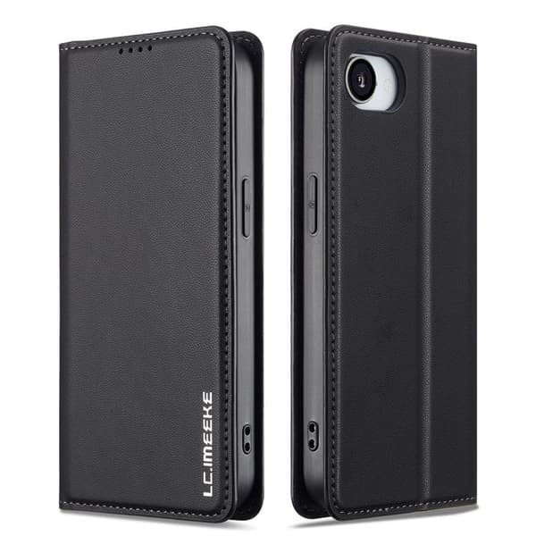 LC.IMEEKE L1 Series iPhone 16e Plånboksfodral Konstläder - Svart