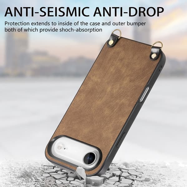 Mobilskal till iPhone Air med Justerbar Rem Retro Läder - Brun Brun