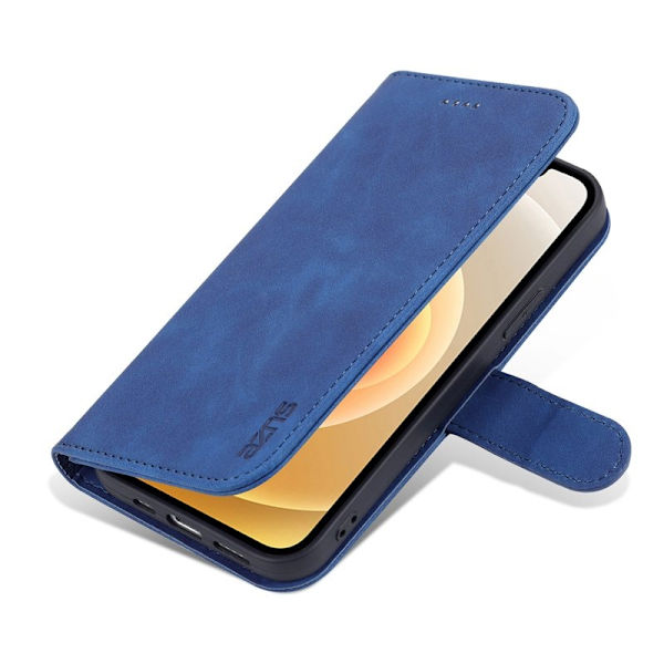 AZNS iPhone 15 Plånboksfodral Anti-Scratch Konstläder - Blå