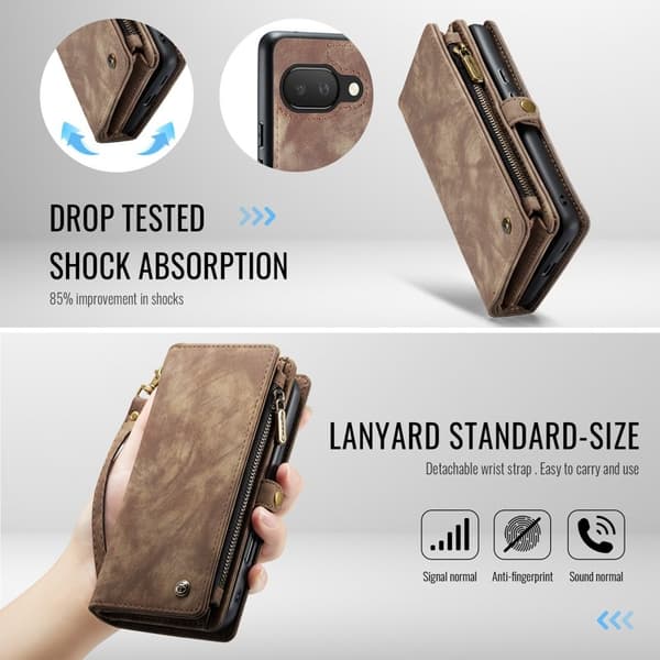 CASEME Plånboksfodral Konstläder till Google Pixel 9a - Brun