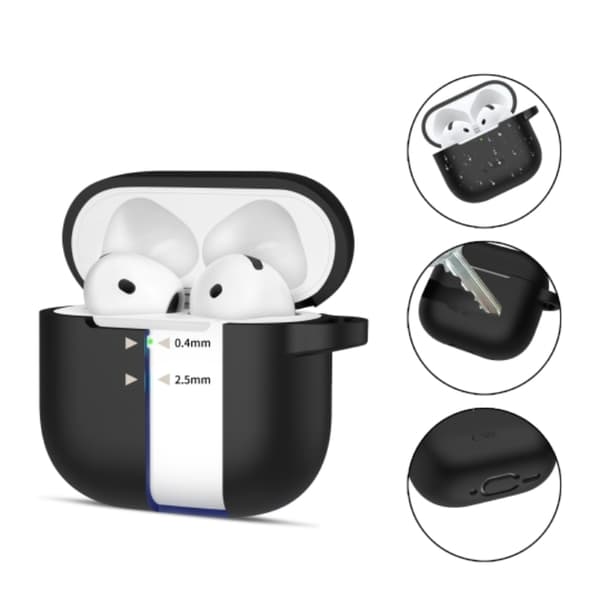 Tech-Protect Airpods 4 Skal Silikon Hook - Svart Svart