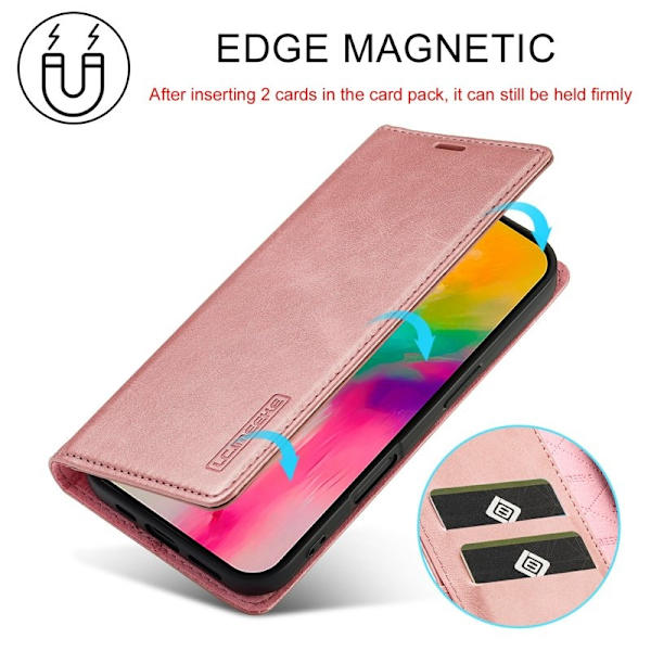 LC.IMEEKE iPhone 17 Plånboksfodral Konstläder- Roséguld