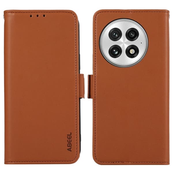 ABEEL OnePlus 13 Plånboksfodral Konstläder med RFID-Skydd - Brun