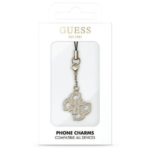 Guess Mobile Strap 4G Glitter Charm - Guld