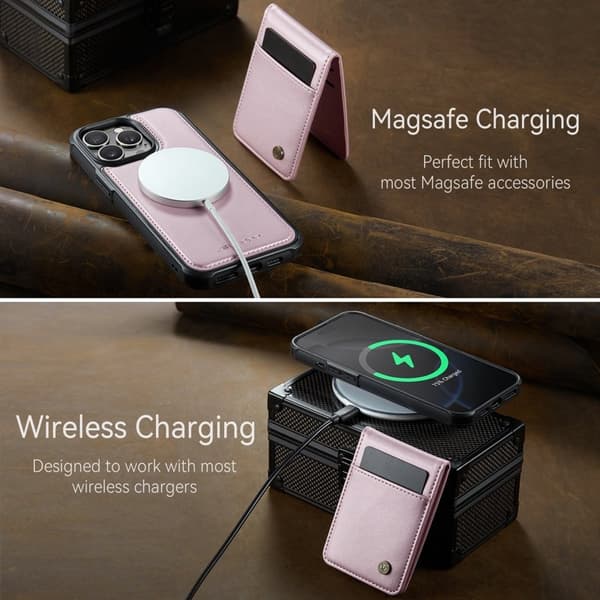 JEEHOOD J06 Mobilskal till iPhone 12 Pro Max Läder MagSafe Rosa