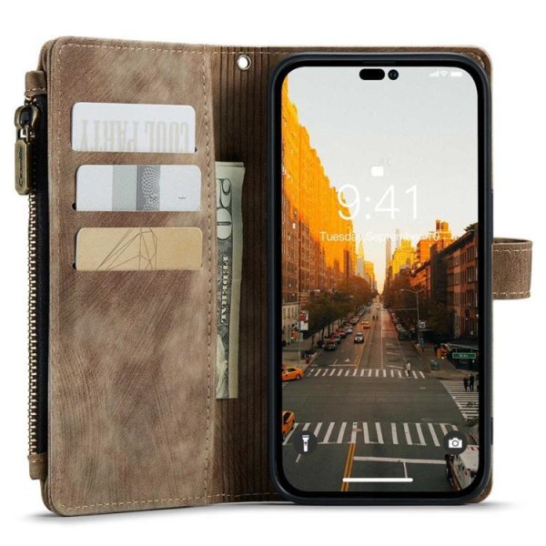CASEME iPhone 14 Pro Plånboksfodral C30 Zipper - Brun