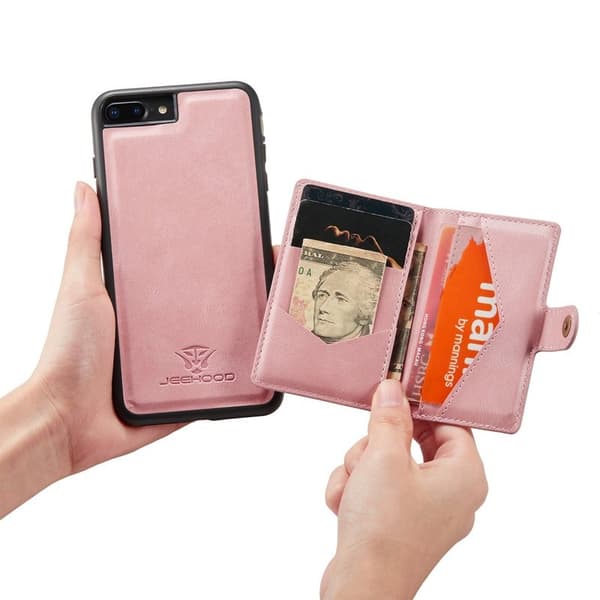 JEEHOOD Mobilskal till iPhone 7 Plus/8 Plus Konstläder TPU Roséguld