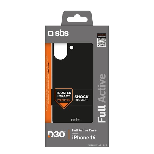 SBS Telefontaske til iPhone 16 Fuld Aktiv D3O - Sort Svart
