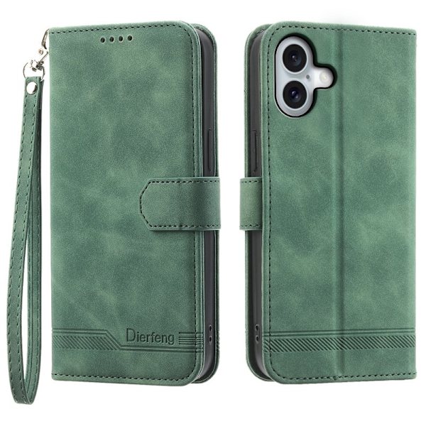 DIERFENG DF-03 iPhone 17 Plånboksfodral Konstläder - Grön