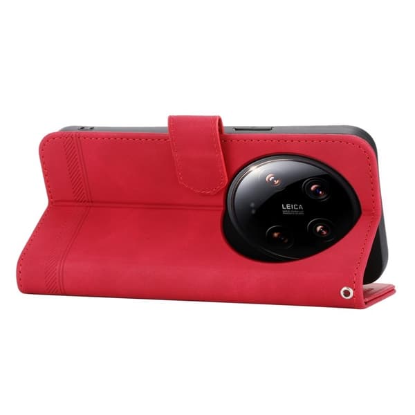 DIERFENG DF-03 Konstläder Plånboksfodral för Xiaomi 14 Ultra - Röd