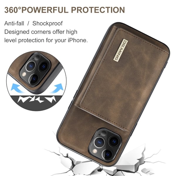 DG.MING Plånboksfodral med Ställ för iPhone 12 Pro Max - Brun