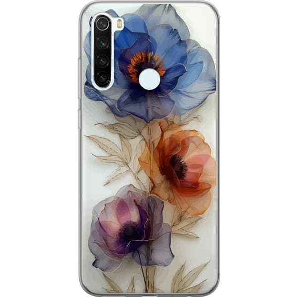 Telefontaske til Xiaomi Redmi Note 8 med silkeblomster