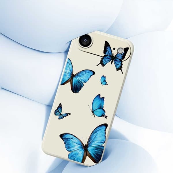 Mobilskal till iPhone Air Blue Butterflies Pattern TPU - Beige Beige