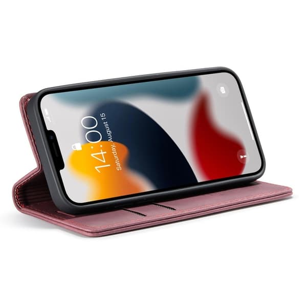 CASEME 013 Series iPhone 13 mini Plånboksfodral Konstläder Röd
